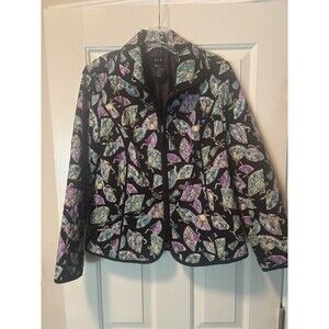 RQT Women's Quilted Jacket Small Lightweight Zip Front Fully Lined Black Zip